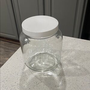 Clear Glass Jar with White Lid
